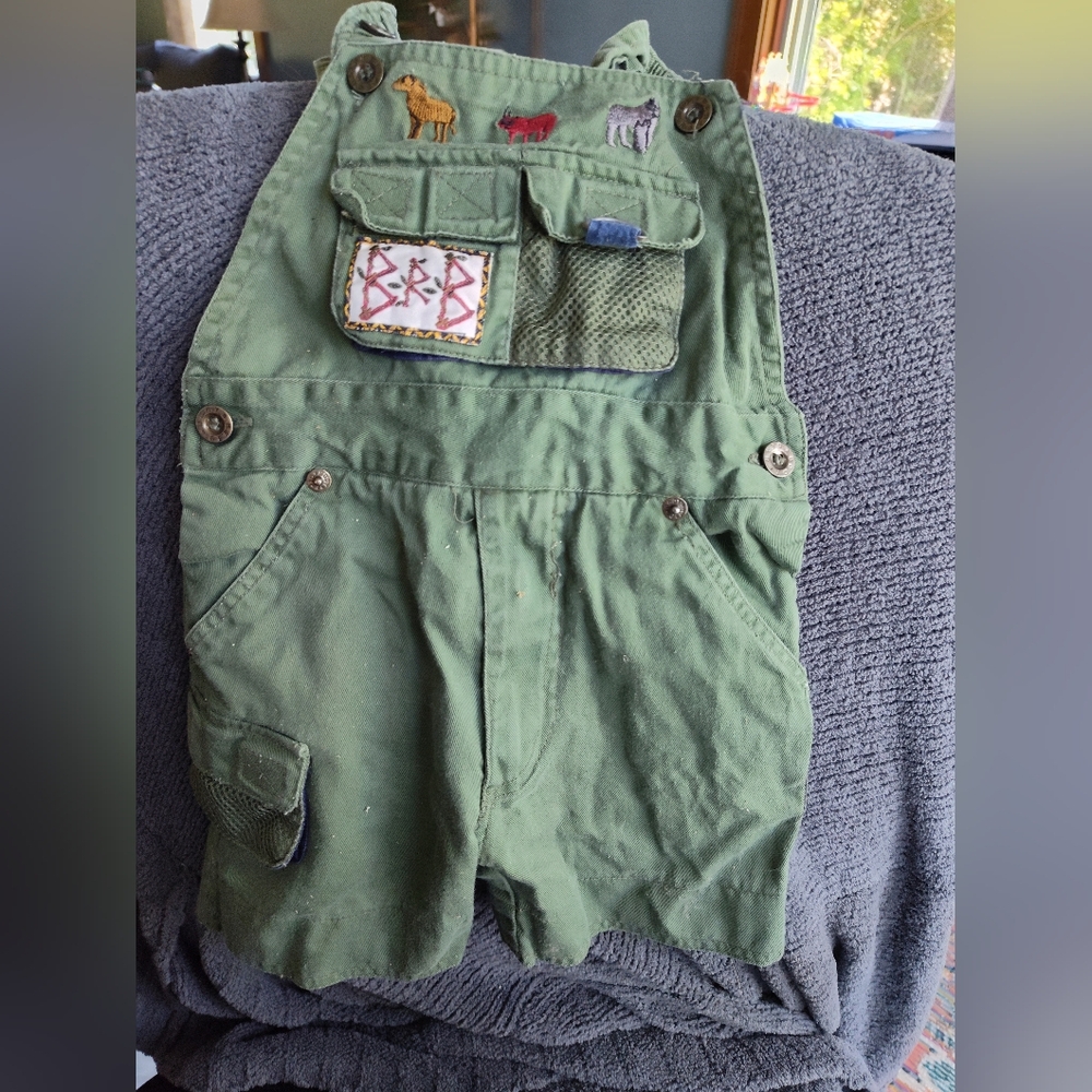 Green Boy's Cargo Overall Shorts